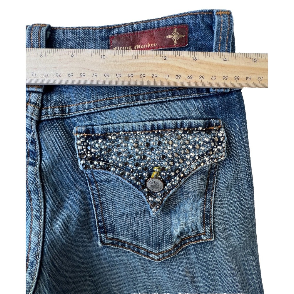 Flare Jeans Flying Monkey Womens 7 Embellished Y2K Stretch Denim USA Vintage